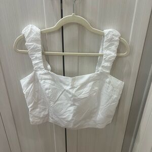 Free People White Sleeveless Fitted Crop Tank Top